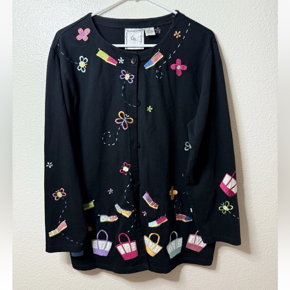 Michael Simon Lite vintage Cardigan Sweater spring inspired Women’s 90's Sz M